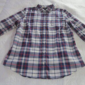 J. Crew Mercantile Top M Red/White/Blue Plaid Long Sleeve J5225